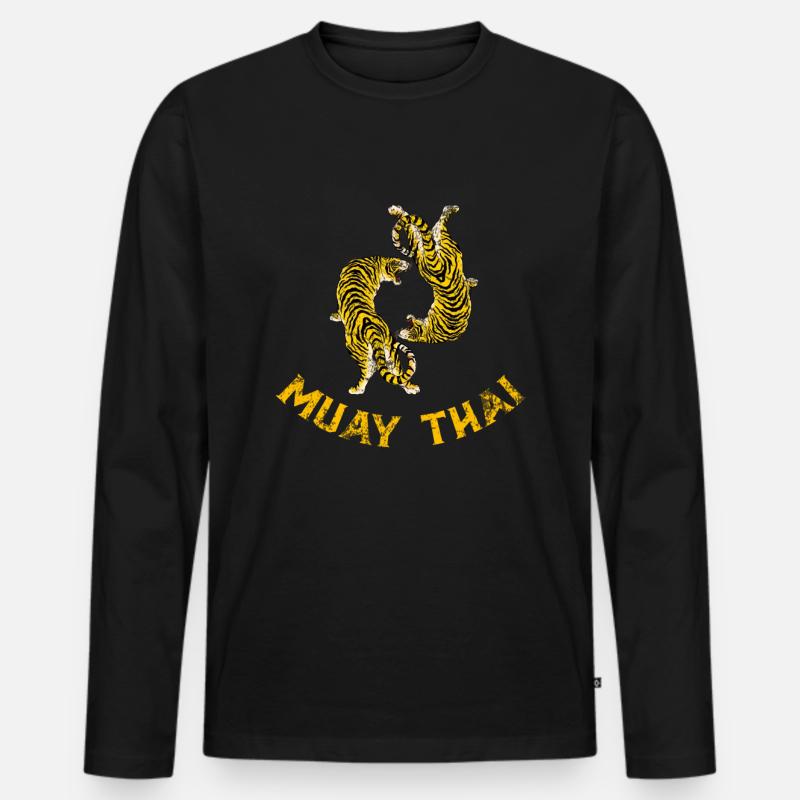 Muay Thai - Männer Premium Bio Langarmshirt - Schwarz