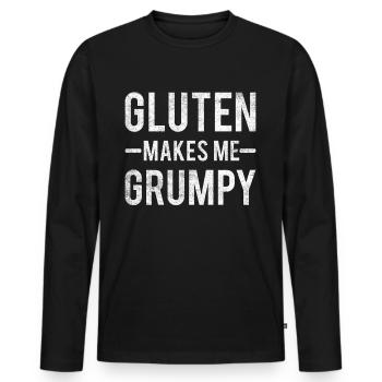 Glutenfrei Gluten - Männer Premium Bio Langarmshirt - Schwarz - Vorne - Nico (187cm)