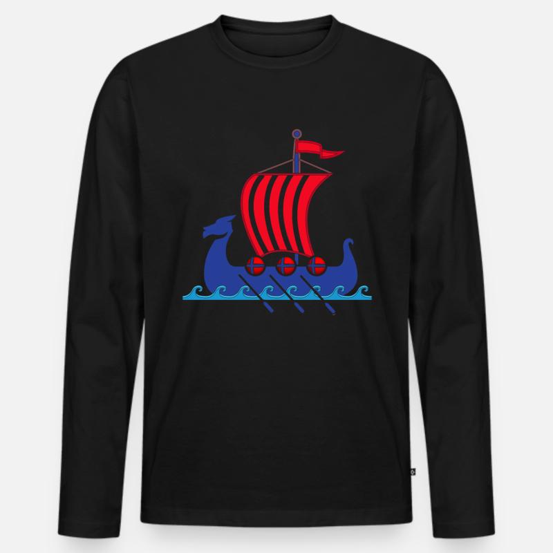 Wikinger Norwegen - Männer Premium Bio Langarmshirt - Schwarz