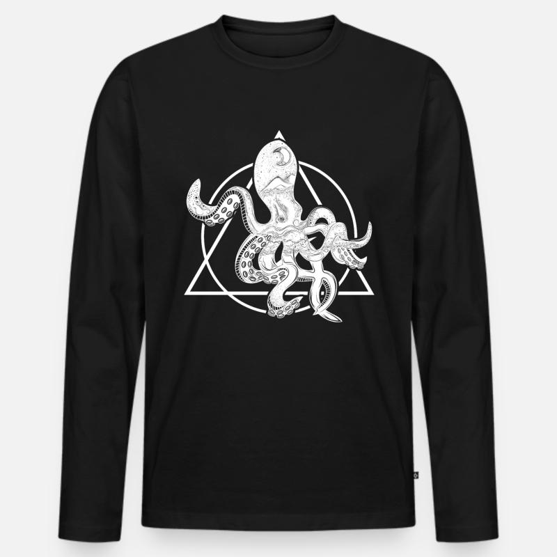 Kraken Tier - Männer Premium Bio Langarmshirt - Schwarz