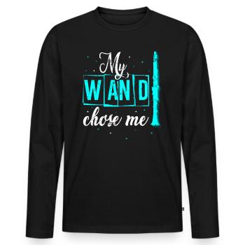clarinet - Men's Premium Organic Long Sleeve Shirt - black - Front - Nico (187cm)