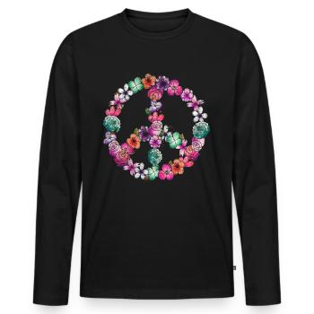 Fleurs de paix - T-shirt manches longues Premium bio Homme - noir - Devant - Nico (187cm)