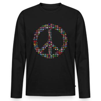Signe de paix des années 70 - T-shirt manches longues Premium bio Homme - noir - Devant - Nico (187cm)