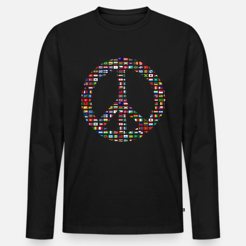 Peacezeichen Krieg - Männer Premium Bio Langarmshirt - Schwarz