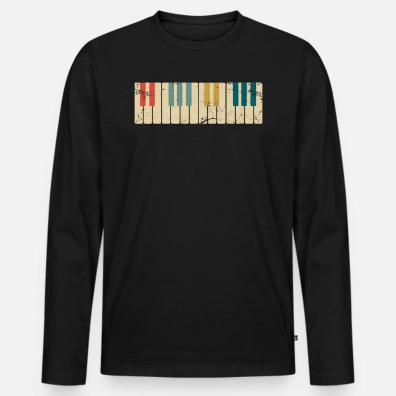 Piano Musik - Männer Premium Bio Langarmshirt - Schwarz