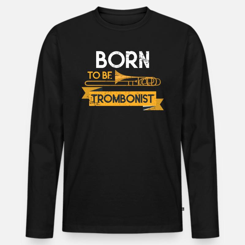 Posaune Musik - Männer Premium Bio Langarmshirt - Schwarz