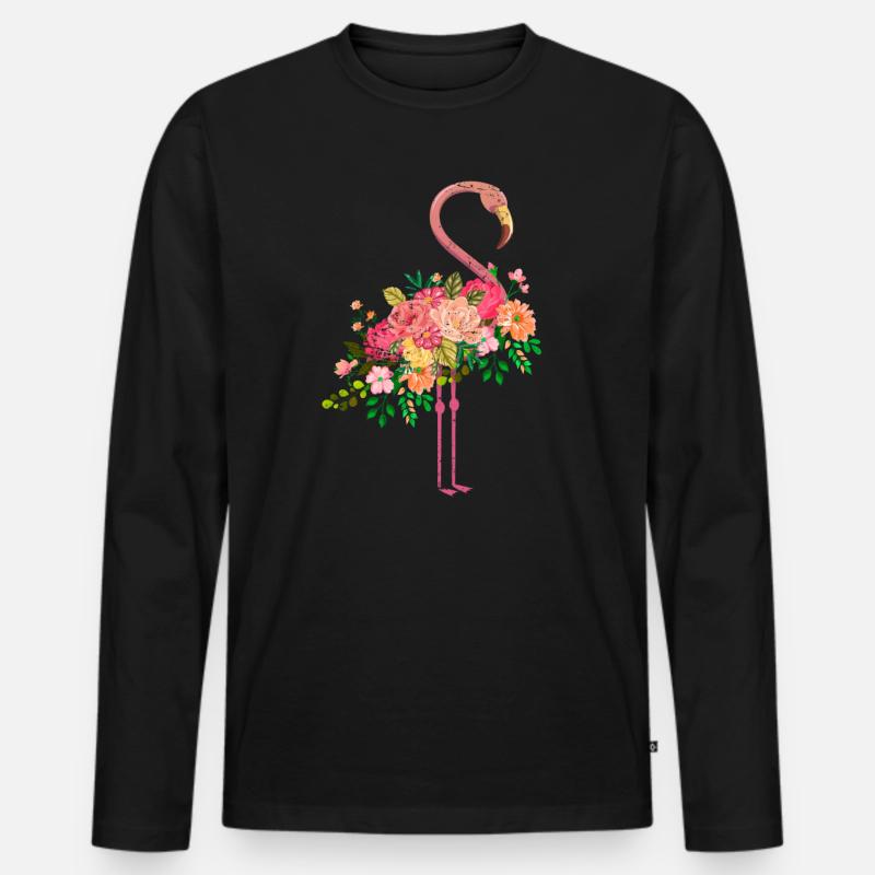 Flamingo Vogel - Männer Premium Bio Langarmshirt - Schwarz