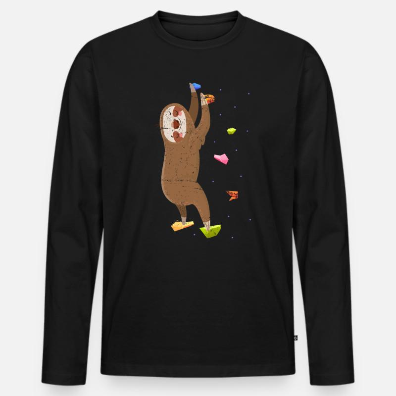 Klettern Faultier Kletterer - Männer Premium Bio Langarmshirt - Schwarz