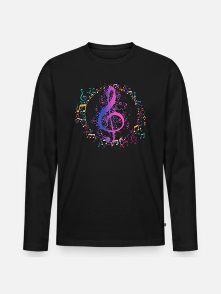 Notenschlüssel Musik Bassschlüssel - Männer Premium Bio Langarmshirt - Schwarz