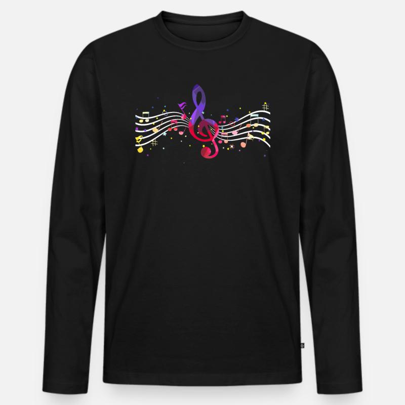 Notenschlüssel Orchester - Männer Premium Bio Langarmshirt - Schwarz