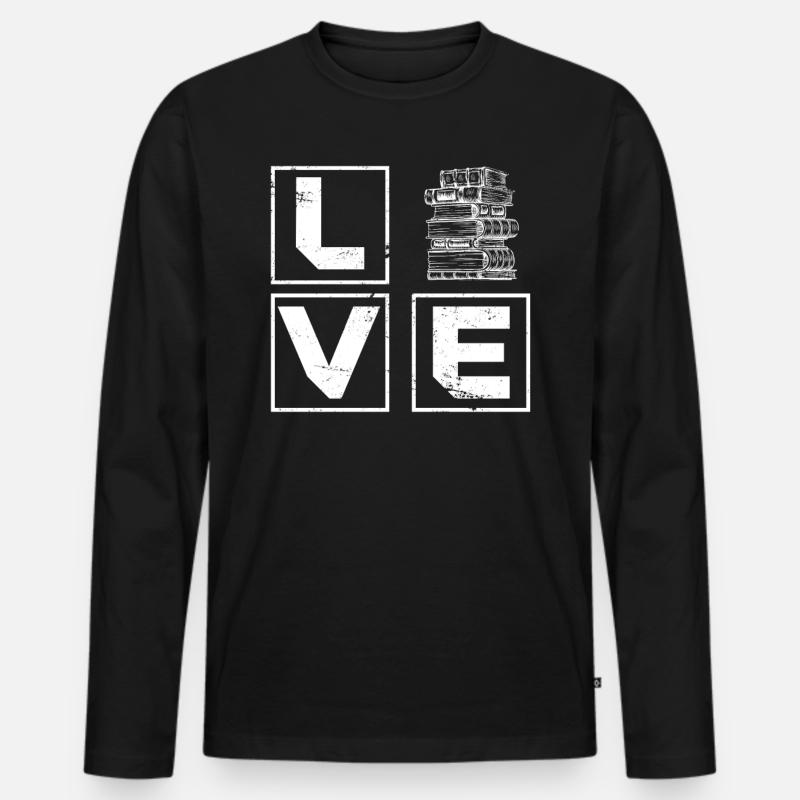 Buch Liebe - Männer Premium Bio Langarmshirt - Schwarz