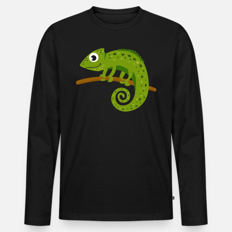 Chameleon Tier - Männer Premium Bio Langarmshirt - Schwarz