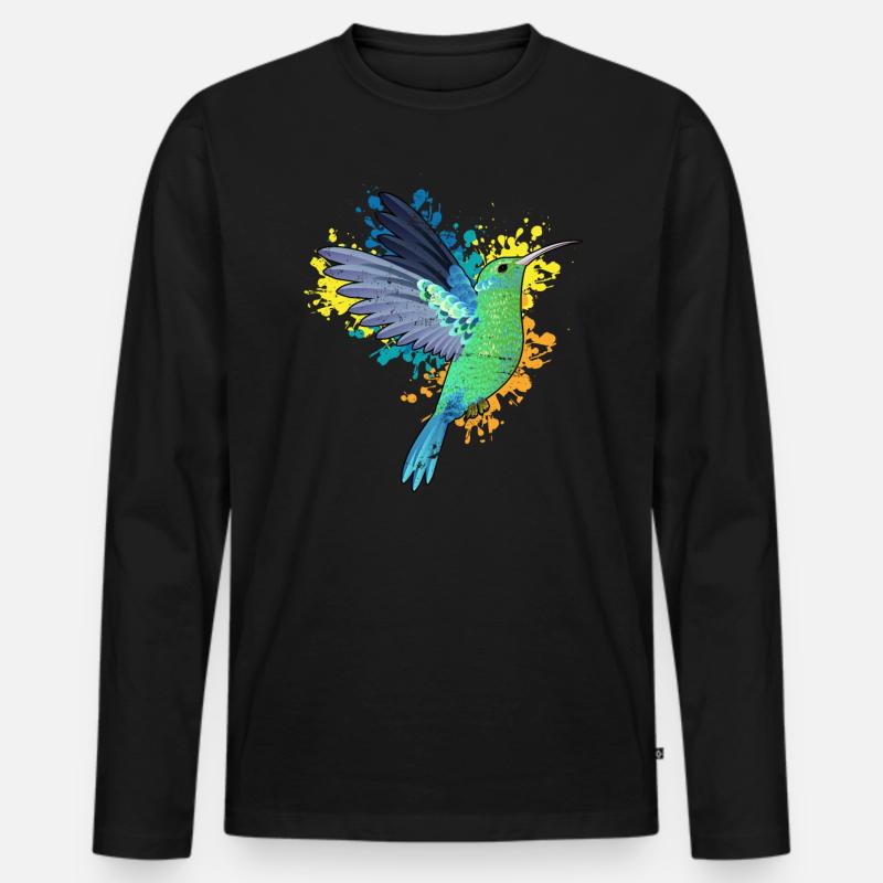 Vögel Tiere - Männer Premium Bio Langarmshirt - Schwarz