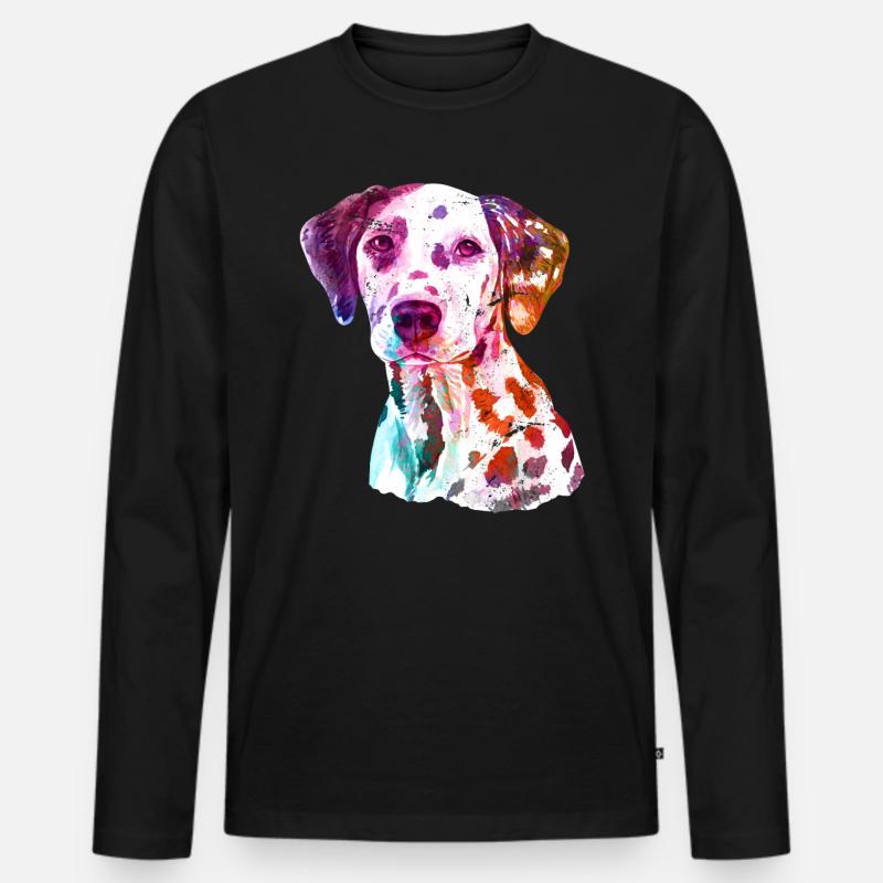 Dalmatiner - Männer Premium Bio Langarmshirt - Schwarz