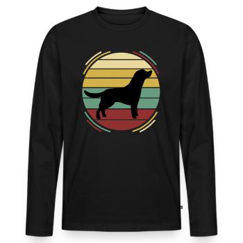 Retro Hund Labrador - Männer Premium Bio Langarmshirt - Schwarz - Vorne - Nico (187cm)