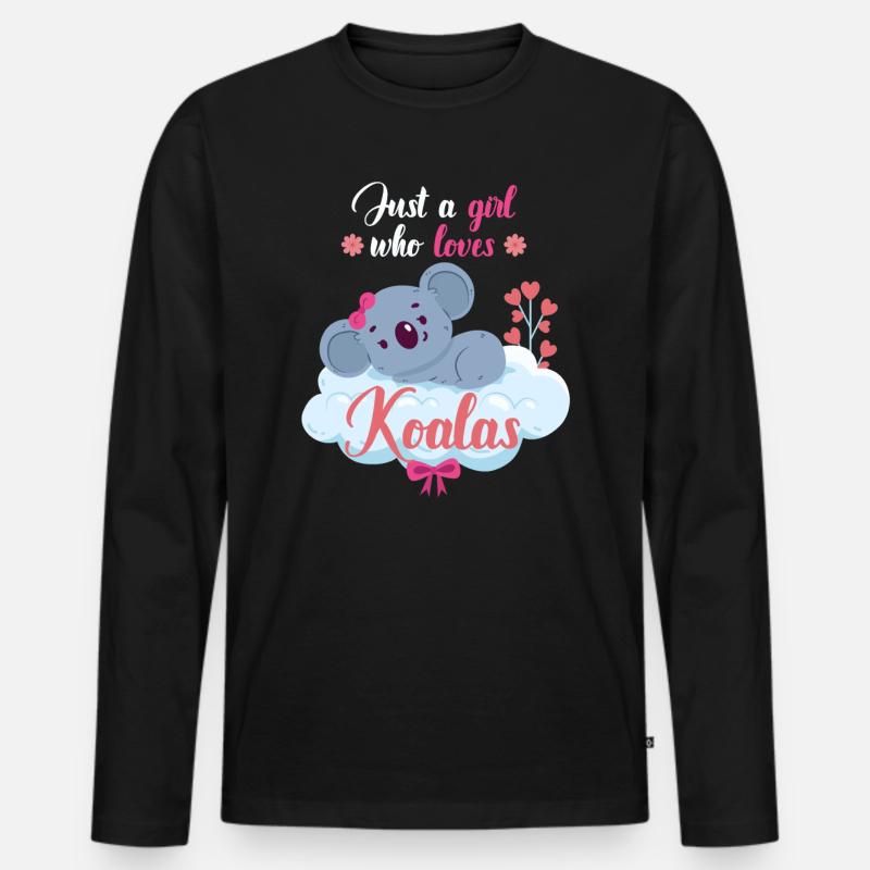 Koala Mädchen Tiere - Männer Premium Bio Langarmshirt - Schwarz