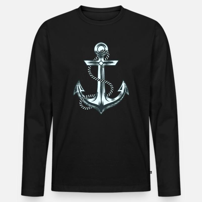 Anker Segelboot - Männer Premium Bio Langarmshirt - Schwarz