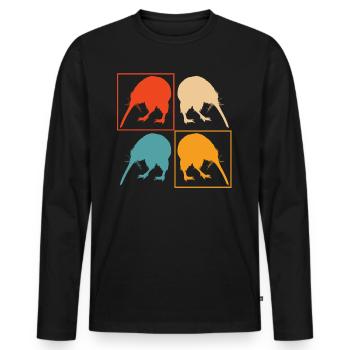 Neuseeland - Männer Premium Bio Langarmshirt - Schwarz - Vorne - Nico (187cm)