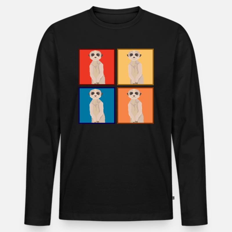 Erdmännchen Tiere Tier - Männer Premium Bio Langarmshirt - Schwarz
