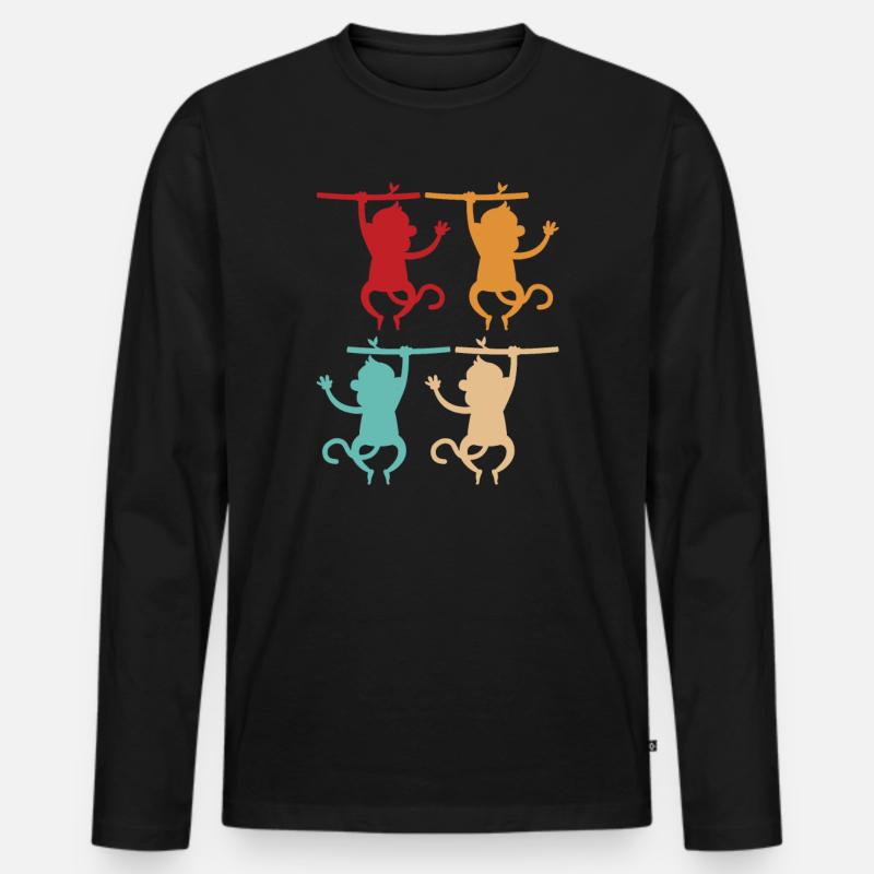 Affe - Männer Premium Bio Langarmshirt - Schwarz