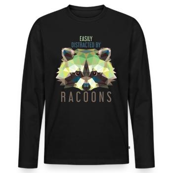 Bandit pour enfants raton laveur - T-shirt manches longues Premium bio Homme - noir - Devant - Nico (187cm)
