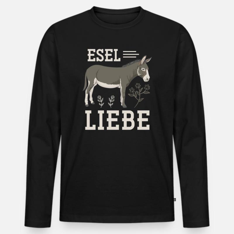 Esel Pferd Landei - Männer Premium Bio Langarmshirt - Schwarz