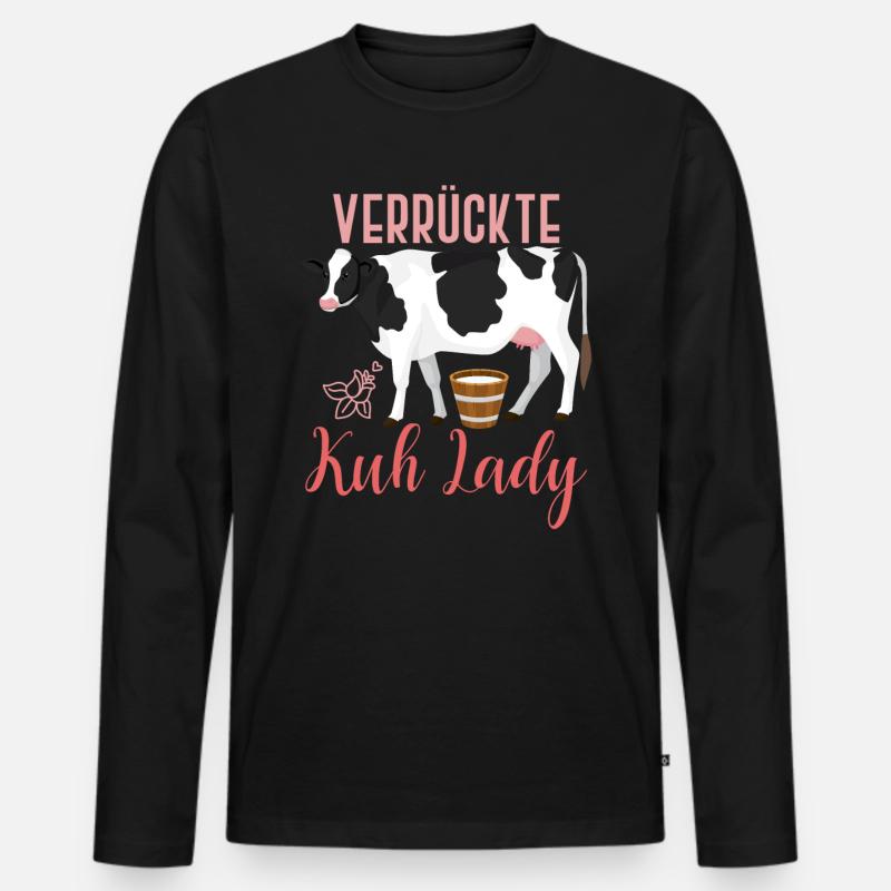 Kuh Kuhglock - Männer Premium Bio Langarmshirt - Schwarz