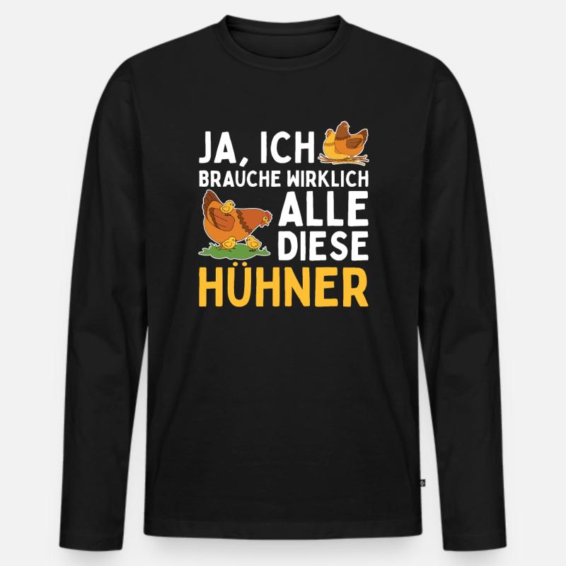 Huhn - Männer Premium Bio Langarmshirt - Schwarz