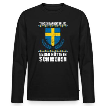Schwede Geschenk Patrioten - Männer Premium Bio Langarmshirt - Schwarz - Vorne - Nico (187cm)