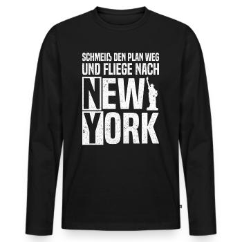New York New Yorker - Männer Premium Bio Langarmshirt - Schwarz - Vorne - Nico (187cm)