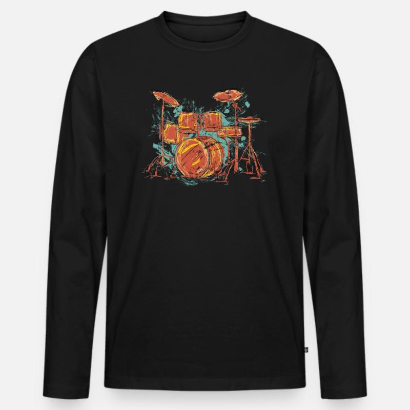 Schlagzeug Drummer - Männer Premium Bio Langarmshirt - Schwarz