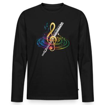 Flute Classical Music - Men's Premium Organic Long Sleeve Shirt - black - Front - Nico (187cm)