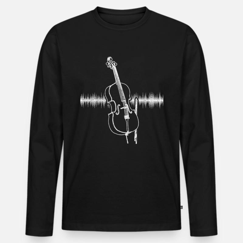 Cello Herzschlag - Männer Premium Bio Langarmshirt - Schwarz