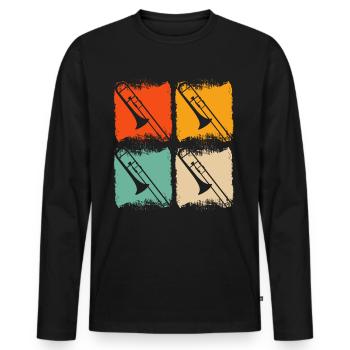 Posaune - Männer Premium Bio Langarmshirt - Schwarz - Vorne - Nico (187cm)