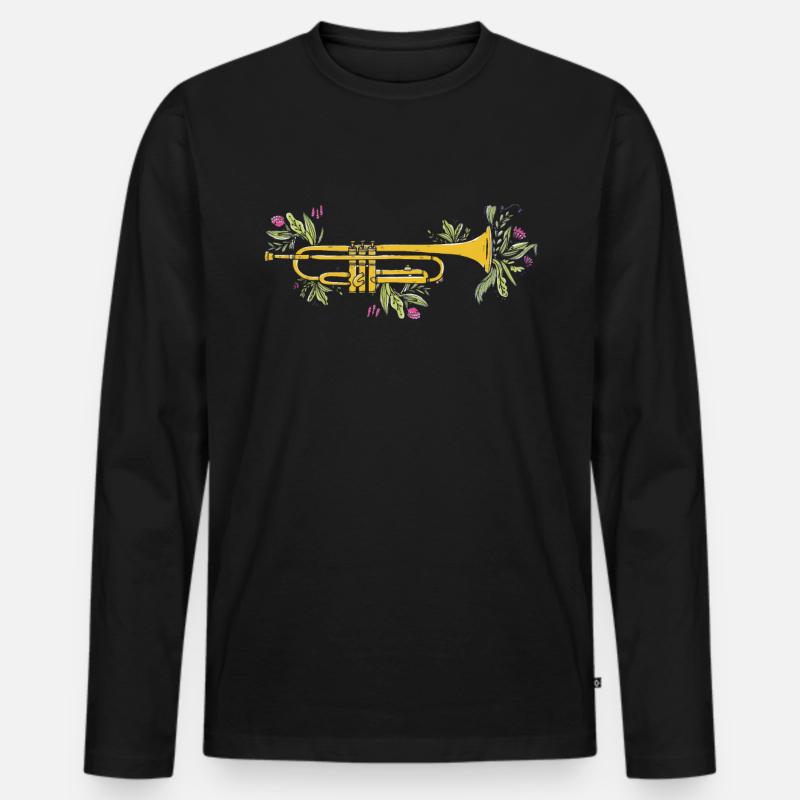 Trompete - Männer Premium Bio Langarmshirt - Schwarz