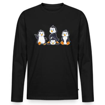 Penguin Antarctica - Men's Premium Organic Long Sleeve Shirt - black - Front - Nico (187cm)