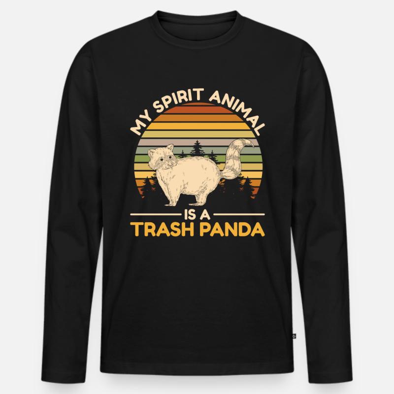 Waschbär - Männer Premium Bio Langarmshirt - Schwarz