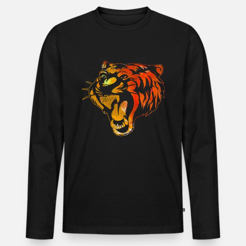 Tiger Geschenk - Männer Premium Bio Langarmshirt - Schwarz