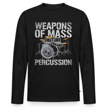Batteur de batterie - T-shirt manches longues Premium bio Homme - noir - Devant - Nico (187cm)