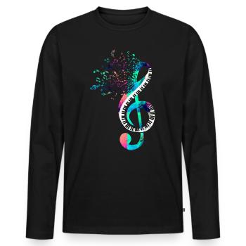 Piano melody - Men's Premium Organic Long Sleeve Shirt - black - Front - Nico (187cm)
