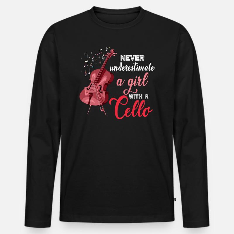 Cello Instrument Mädchen - Männer Premium Bio Langarmshirt - Schwarz