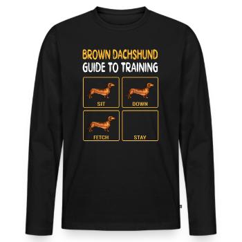 Brown Dachshund Guide To Training Dog Obedience - Men's Premium Organic Long Sleeve Shirt - black - Front - Nico (187cm)