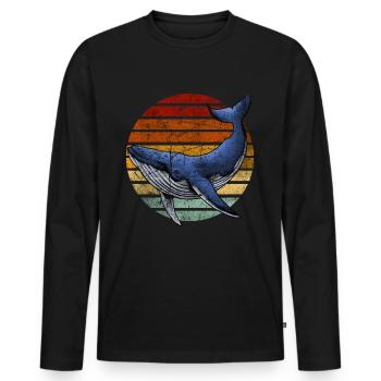 Rétro vintage whale - T-shirt manches longues Premium bio Homme - noir - Devant - Nico (187cm)