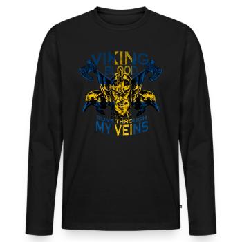 Wikinger Blut fließt in schwedischen Adern Schwede - Männer Premium Bio Langarmshirt - Schwarz - Vorne - Nico (187cm)