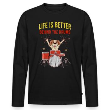 Batteur batterie batteur batterie chien chien - T-shirt manches longues Premium bio Homme - noir - Devant - Nico (187cm)