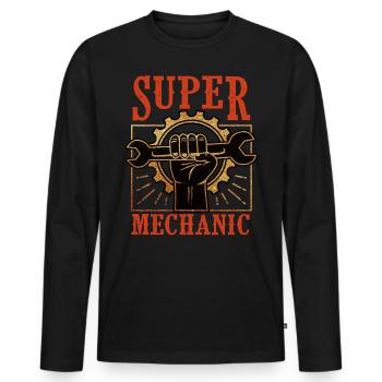 Mechaniker KFZ-Mechaniker Schrauber Automechaniker - Männer Premium Bio Langarmshirt - Schwarz - Vorne - Nico (187cm)