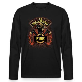 Firefighter Kameradschaft Feuerwehr Feuerwehrmann - Men's Premium Organic Long Sleeve Shirt - black - Front - Nico (187cm)