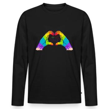 LGBT CSD Christopher Streetday Regenbogen Herz - Männer Premium Bio Langarmshirt - Schwarz - Vorne - Nico (187cm)