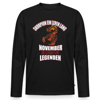 Cadeau d'anniversaire de novembre Zodiac Scorpion - T-shirt manches longues Premium bio Homme - noir - Devant - Nico (187cm)