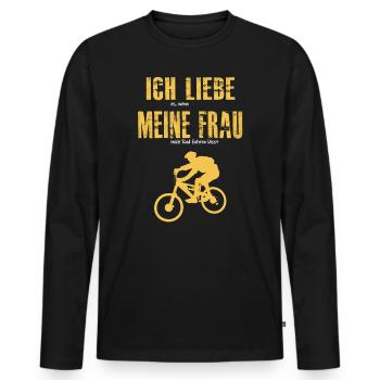 I love it when my wife lets me cycle - Men's Premium Organic Long Sleeve Shirt - black - Front - Nico (187cm)
